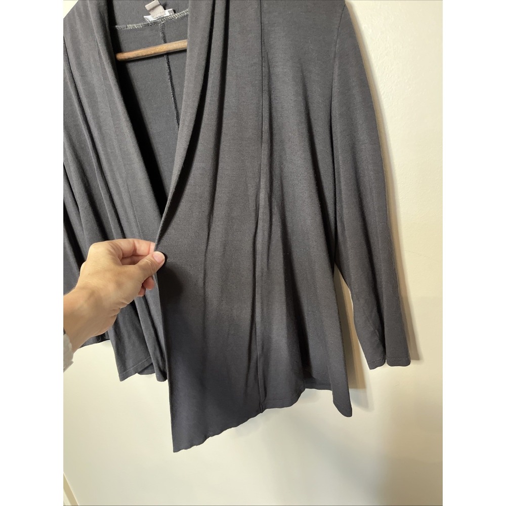 J Jill Open Short Stretch 3/4 Sleeve Cardigan Charcoal‎ Gray Size XS - Picture 4 of 6